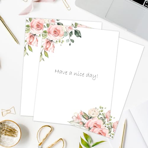 60 Sheets Floral Stationery Letterhead Paper Double-Sided Print Pink Flower Letter Writing Paper Spring Greeting Note Papers for Wedding Bridal Shower Invitation Office Printing, 8.5 x 11 Inch - Thumbnail 7