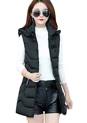 FLITAY Women Fall Winter Sleeveless Vest Coat Hooded Pocket Plus Size Vest Soft Lightweight Zipper Coat Vest