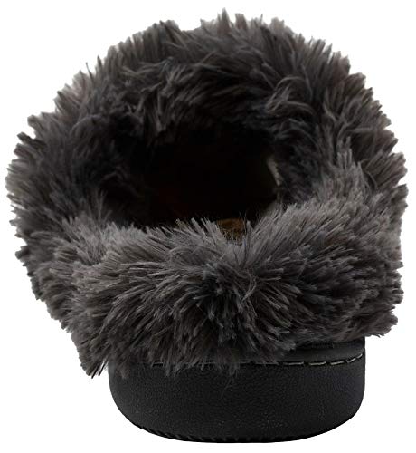 Muk Luks Women's Knit Clog Slipper With Faux Fur Trim, Denim Fair Isle, Medium #TOP2