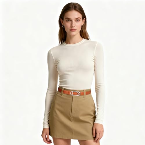 Image of Aurolran Women's Leather Belt with Buckle - Ideal for Dresses, Jeans, and Coats