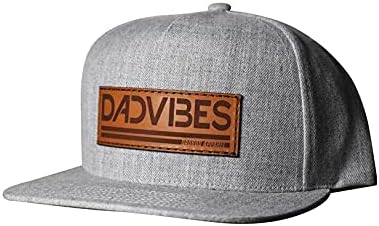 Dad's Leather Patch Snapback Hat - Heather Grey DadVibes Snapback - DadBod Apparel