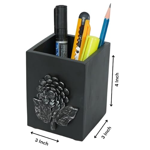 Image of Decorative Embossed Design Pencil and Pen Stand | Desk Organizer for Stationery Storage | Suitable for Office Desk, Study Table, Home and Workspace Use (Design 1)