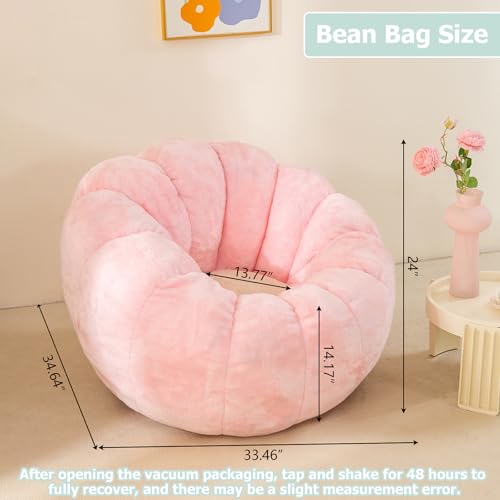 IEVENW Pumpkin Bean Bag Sofa Chair, Bean Bag Chair with Filler for Teens, Kids, Toddler, Comfy and Lazy Sofa for Dorm, Apartment, Living Room and Bedroom, Orange by IEVENW - Image 3