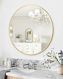 Round Mirror, 18 inch Round Bathroom Mirror for Over Sink, Gold Metal Frame Round Wall Mirror, Circle Mirrors for Wall, Bathroom Vanity Mirror, Decorative Mirrors for Living Room, Bedroom, Entryway