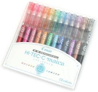 PILOT Hi-Tec-C Maica 0.3mm Extra Fine Point Ballpoint Pen, 12-Color Set (LHM180C3-12C)