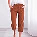 AKTCVVJ Women's Capri Pants Casual Linen Capri Loose Fit Cotton Drawstring Pants Summer Vacation Capris with Pockets Coffee
