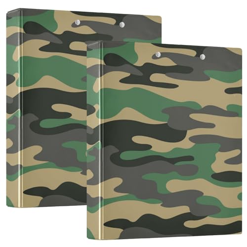 YETTASBIN Camo Texture 3 Round Ring Binders with 3 Interior PVC Clear Pockets, Waterproof Durable Basic Binders with Anti-Slip Metal Clip, Versatile Binders Holds 200 Sheets, 1 Pack