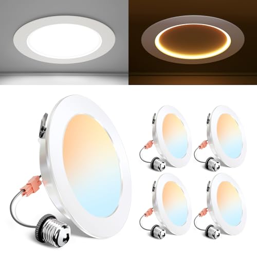 Ensenior 4 Pack 4 Inch 5CCT LED Recessed Lighting with Night Light