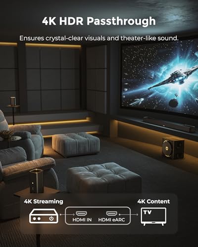 ULTIMEA Skywave X60 7.1.4ch Professional Wireless Surround Sound System for TV w/Dolby Atmos, 840W Sound Bar with 8" Wireless Subwoofer, 28Hz Low Frequency, GaN Amplifier, 4K HDR Pass-Through
