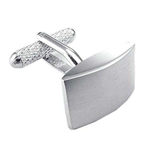 Aienid Boutons de manchette en acier inoxydable poli pour homme, Cuir, argent, acier inoxydable, na