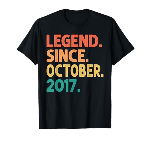 Legend Since October 2017 Birthday Idea 2017 Vintage October Maglietta