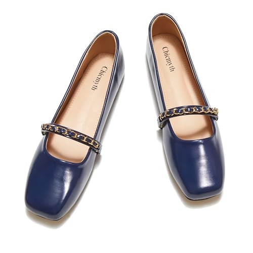 Mary Jane Flats;Square Toe Metal Chain Flats;Tweed Fabric Delicate and Elegant Women Shoes