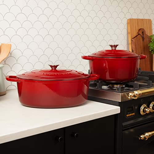 Larder & Vine Enameled Cast Iron Dutch Oven With Lid - Oversized Handles, Dome Lid, Dutch Oven For Bread Making – 5.7Qt/5.4L - (Cabernet) #TOP2