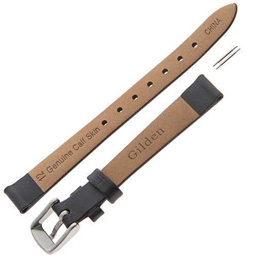Gilden Ladies 12-14Mm Padded No-Stitch Leather Watch Band Fw60 (14 Millimeter End Width, Black, Silver-Tone Buckle) #TOP2
