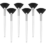 Maitys 6 Pieces Fan Mask Brushes Soft Fan Facial Mask Applicator Tools Brush Makeup Brushes Cosmetic Tools with Handle for Makeup Women(Black Hair)