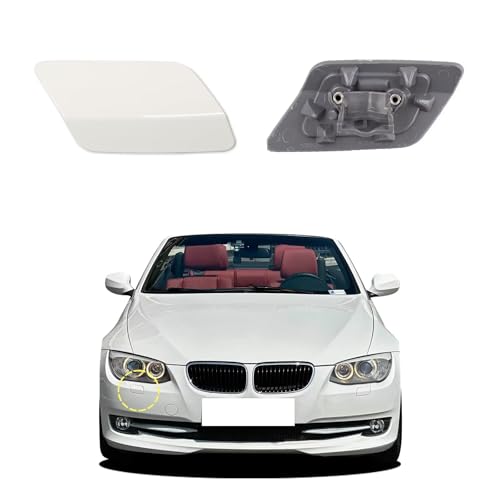 Goholy Car Front Bumper Headlight Washer Cover Compatible with BMW 328i 3351 335lS Coupe Convertible 2011-2013 Headlight Washer Nozzles Cover 61677253393 61677253394 Water Spray Cover White Right