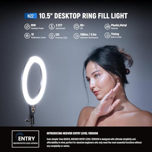 SELFIE PLUS Ring Light with Tripod Stand & Phone Holder - 10 inch Selfie LED Ringlight Dimmable Desktop Lamp 40 Colors RGB Tall Circle Light for Camera Makeup Video YouTube Live Streaming Zoom Meeting