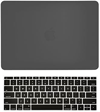 TOP CASE - 2 in 1 Signature Bundle Black Rubberized Hard Case and Keyboard Cover Compatible MacBook 12" Retina Display Model A1534 (Release 2015)
