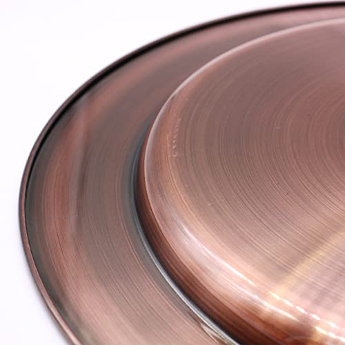 Kazozobi 13" Stainless Steel Handmade Charger Plates, Metal Round Chargers For Dinner Plates, 6 Pack (Copper) #TOP1