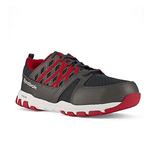 Reebok Mens Sublite Work Safety Toe Athletic Industrial & Construction Shoe, Grey/Red, 9.5 US