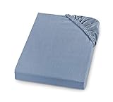 sleepling Biber Spannbetttuch | Feinbiber Spannbettlaken | Made in Germany | 100% Baumwolle | Matratzen bis 23 cm Höhe | Rundum Gummizug | Ökotex | waschbar 60 Grad | 120 x 200, hellblau