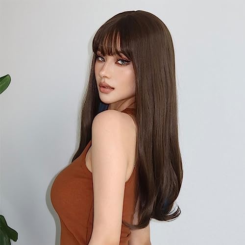 Perruque synthétique longue ondulée haut de gamme cheveux effet naturel