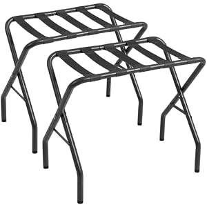 AMHANCIBLE Luggage Rack, Foldable Suitcase Stands Set of 2 for Guest Room | Metal Luggage Holder for GBedroom, Hotel, Holds up to 110 lb, Easy Assemble, Black