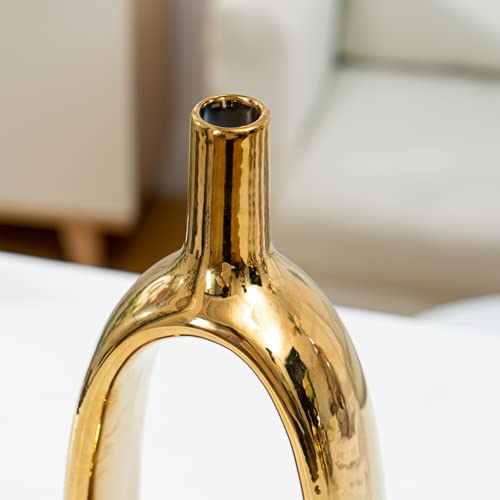 Weidilidu Ceramic Vase Golden Set Of 2 Modern Home Decoration Porcelain Vase Flower Vase Frosted Statue Decoration (W616) #TOP2