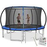 tectake® Trampolino Elastico per Bambini e Adulti Ø 244/305/366 cm, Certificato GS, Tappeto Sport Resistente agli Strappi, Rete di Sicurezza Bambini, Scaletta, Struttura in Acciaio, Bordo Imbottito