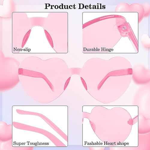 2 Pack Hot Pink Heart Shaped Sunglasses for Women - Perfect for Bachelorette Party Decorations4