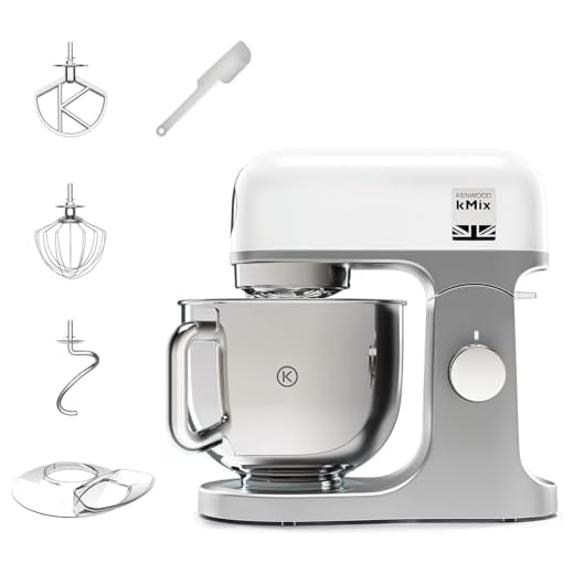 Kenwood kMix KMX750WH - Robot de cocina multifunción, 1000 W, bol metálico de 5 L con asa, gancho para amasar, varillas, mezclado K, Aacero inoxidable, 6 velocidades, color blanco