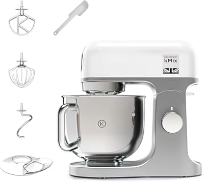 Kenwood kMix KMX750WH - Robot de Cocina Multifunción, 1000 W, Bol Metálico de 5 L con Asa, Gancho para Amasar, Varillas, Mezclado K, Acero Inoxidable, 6 Velocidades, Color Blanco | Ya disponible en tu tienda friki favorita! En mundofriki.es!