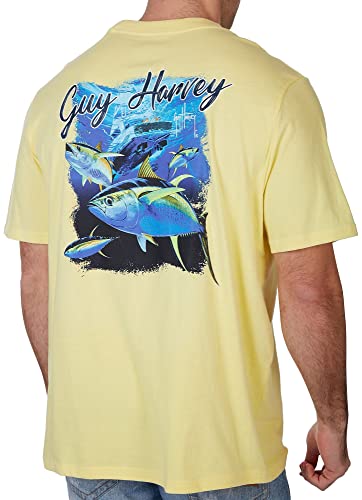 Guy Harvey Mens Yellow Fin Tuna Short Sleeve Pocket T-Shirt Medium Yellow
