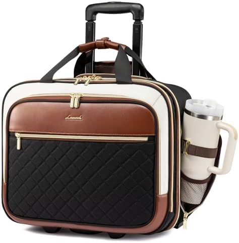 LOVEVOOK Rolling Laptop Bag for Women, Underseat Carry On Bag wit...