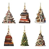 26 Ciondoli Natalizi A Forma Di Albero Con Tema Libri – Decorazioni In Legno Per Libreria, Regalo Per Lettori - copertina