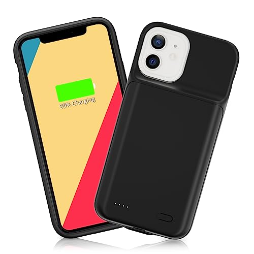 Gladgogo iPhone 12 Mini Battery Case, 6000mAh Portable Protective iPhone 12 Mini Charging Case, Rechargeable Extended Smart iPhone 12 Mini Charger Case, 5.4 inch, Black