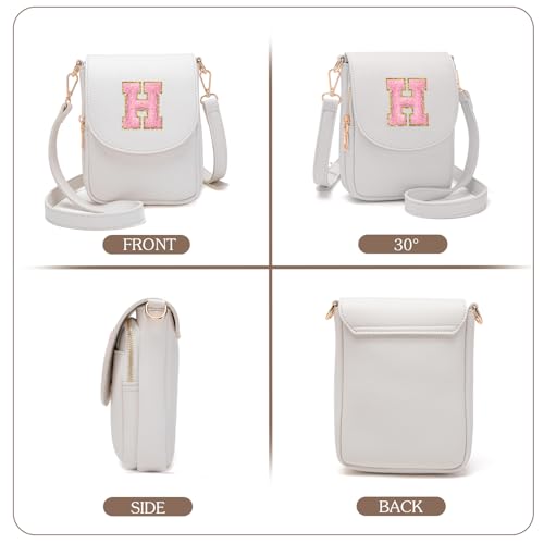 Image of Viverte Crossbody Purse for Teen Girls Small Initial Cell Phone Toddler Purse Leather Triple Compartment Crossbody Bags