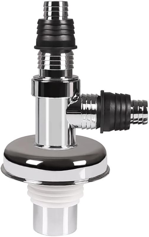 Washing Machine Floor Drain Silver with Chrome Finish Overflow Connector for Bathroom Kitchen - Anti Clogging & Anti Pests - Solid Construction for Durability - Sewer Double-Pipe Tee Joint