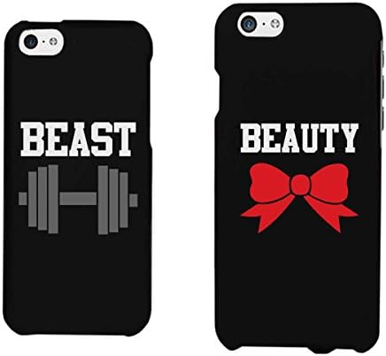 365 Printing Beauty and Beast Black Matching Couple Phone Cases Wireless Phone Accessory