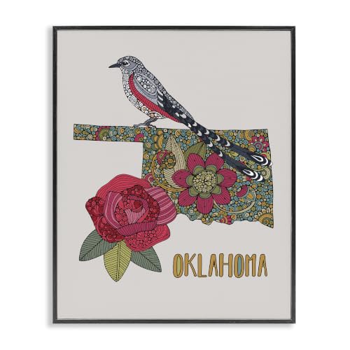 Oklahoma State Bird Flower Floral, 24 x 30 Inch Framed Giclée Print
