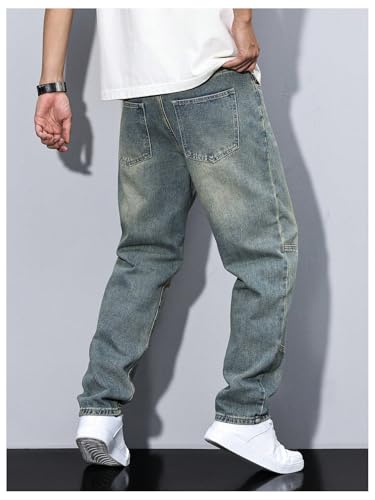 Verdusa Men's Straight Leg Jeans Baggy Denim Pants Vintage High Waist Loose Trousers2