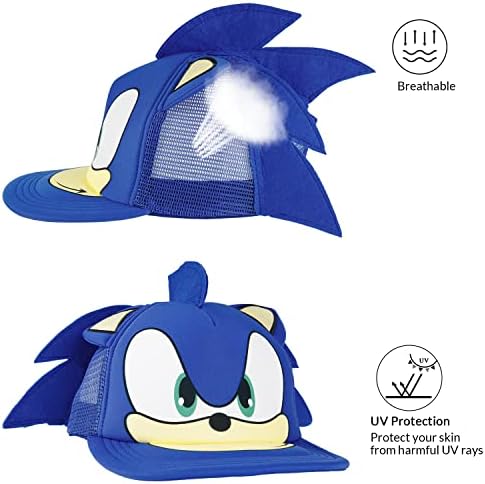 Bonamana Sonic Hat Starry Galaxy Sky Baseball Cap Cartoon Adjustable Foldable Hip-hop Cap Dance Hat Cosplay Summer Running Cap for Boys & Girls