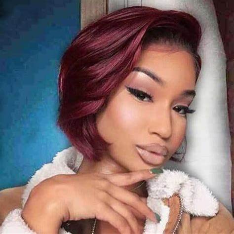 Usexy 1B99J Color Pixie Cut Lace Front Wigs Human Hair Pixie Wigs For Black Women Short Curly Bob Lace Front Wigs 13x4x1 Pixie Cut Lace Front Wigs 150% Density Pre Plucked With Baby Hair