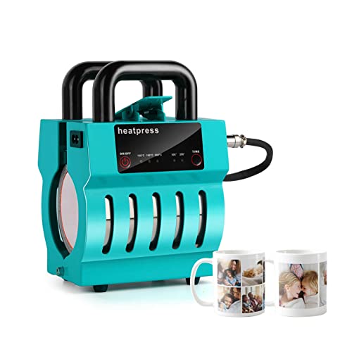 BIZK Tragbare Tassenpresse Maschine Multifunktions-Mug Presse Heater Mugpresse Sublimationspresse Mug Press 220V für Zuhause Büro Grün Cover