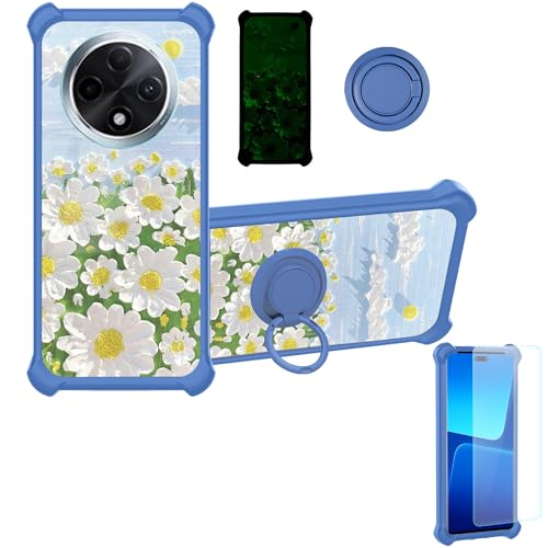 jioeuinly Case Compatible for Oppo A3 Pro Phone Case Cover [with Tempered Glass Screen Protector][Hard PC + Soft Silicone][Ring Support] [Luminous Effect] YGL-CJ