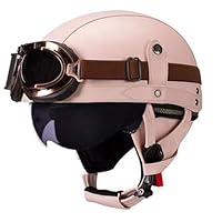 Duitse Stijl Motorhelm, ECE Goedgekeurde Dunne Schedelkap Halve Helm Voor Volwassen Mannen Vrouwen, Nieuwigheid Halve Schaalhelm, Retro Halfgezichtshelm Voor B, XXL=63-64CM