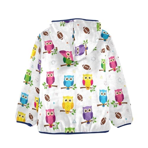 CHIFIGNO Colorful Owls White Boy Hooded Jacket Lightweight Soft Sweatshirt Jacket 3T2