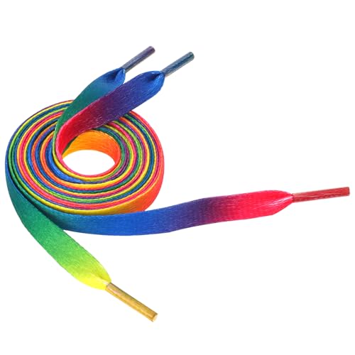 Giantree 4 Paar Regenbogen Schnürsenkel Bunt, 120 cm Lang Regenbogen Schnürsenkel Breit FlacheFarbige Schnürsenkel Sneaker Schuhbänder Elastische Schnürsenkel für Laufschuhe Sporschuhe
