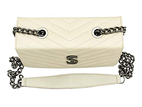 Bolsa Feminina Matelassê Clutch alça de corrente Florença Creme