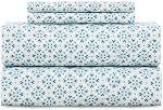 Queen Size Bed Sheets, 4 Piece Floral Pattern Sheets Queen, 17" Deep Pocket Sheets, Lake-Blue Floral